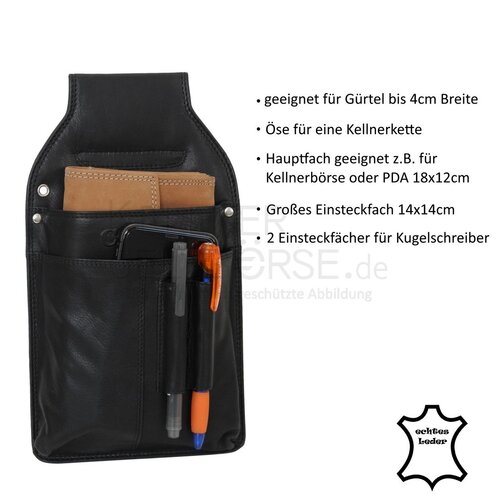 von Cash - Holster Kellnertasche Koecher - Farbe Schwarz, Material Leder - Modell 5614-BK